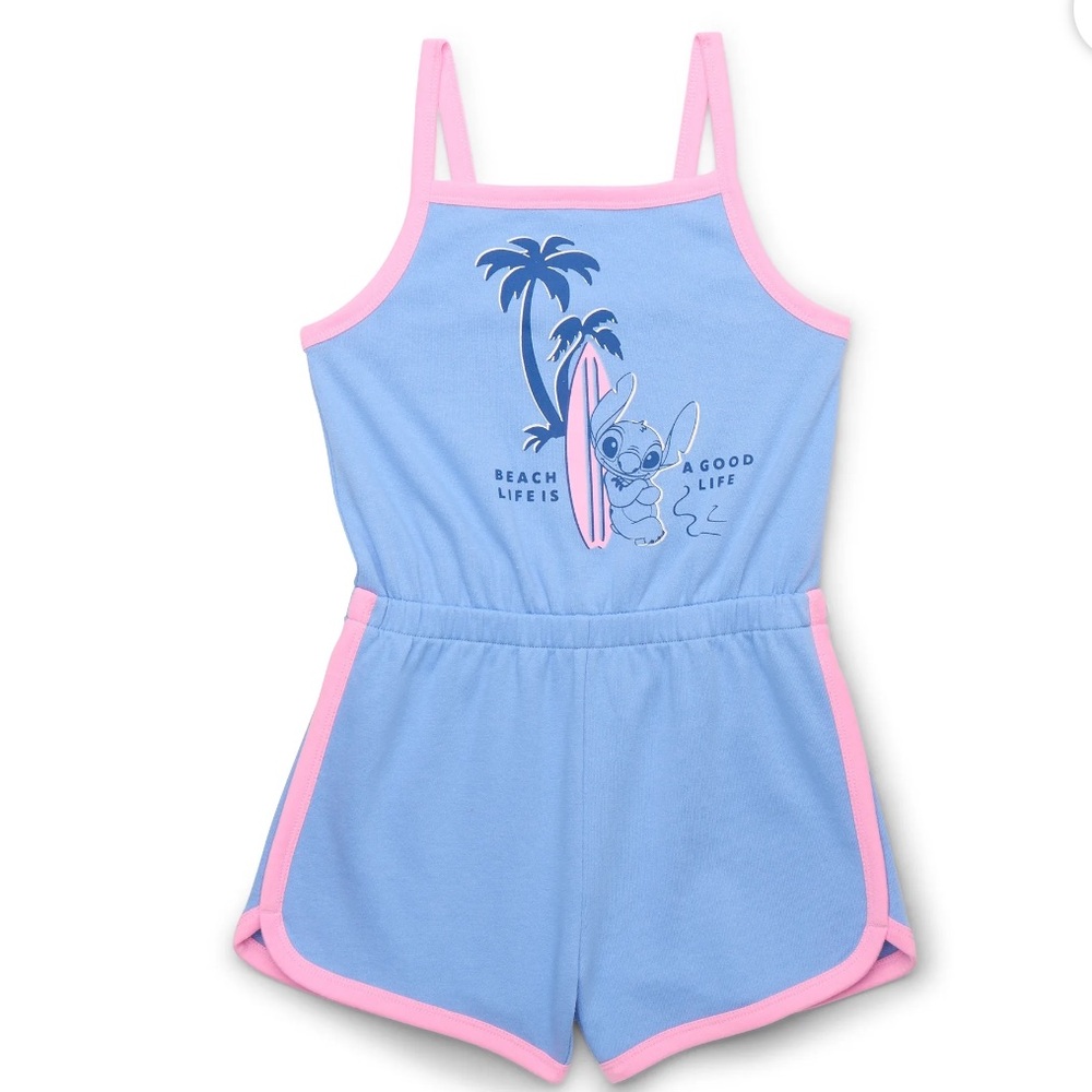 Disney Blue and Pink Stitch One Piece Romper, NWT